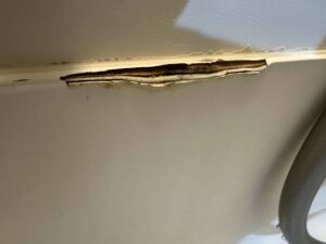 内部で腐食が進んだユニットバス幕板の裏側